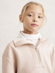 Reiss Neutral Laney Funnel-Neck Interlock Zip Sweatshirt - Image 1 of 5