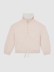 Reiss Neutral Laney Funnel-Neck Interlock Zip Sweatshirt - Image 2 of 5