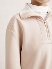 Reiss Neutral Laney Funnel-Neck Interlock Zip Sweatshirt - Image 4 of 5