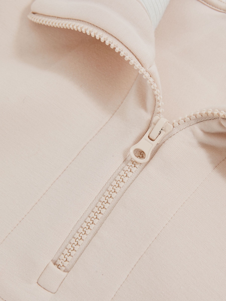 Reiss Neutral Laney Funnel-Neck Interlock Zip Sweatshirt - Image 5 of 5