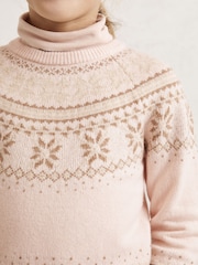 Reiss Pink Farah Wool-Cotton Blend Fair Isle Pattern Jumper - Image 3 of 4