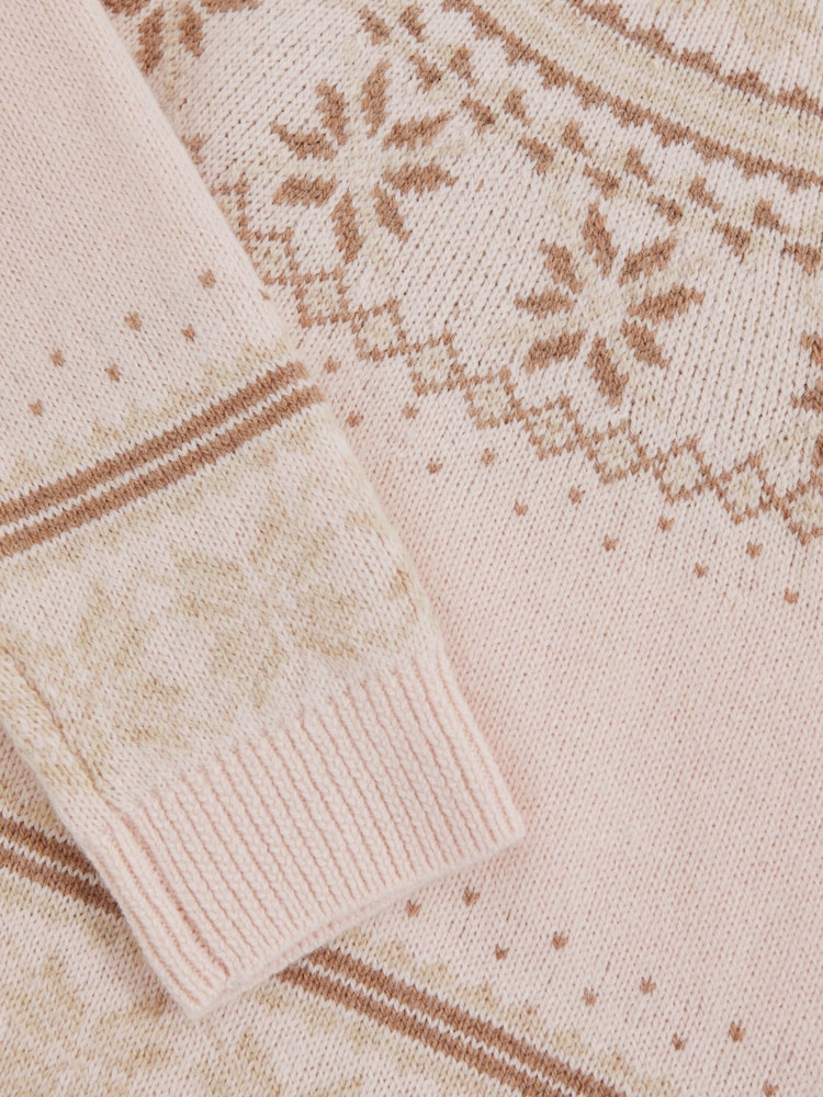 Reiss Pink Farah Wool-Cotton Blend Fair Isle Pattern Jumper - Image 4 of 4 Reiss Pink Farah Wool-Cotton Blend Fair Isle Pattern Jumper - Image 4 of 4