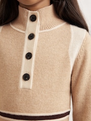 Reiss Neutral Vienne Wool-Blend Funnel-Neck Knit Dress With Cashmere - Image 1 of 4