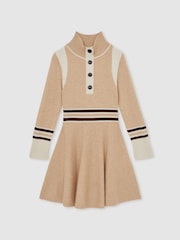 Reiss Neutral Vienne Wool-Blend Funnel-Neck Knit Dress With Cashmere - Image 2 of 4
