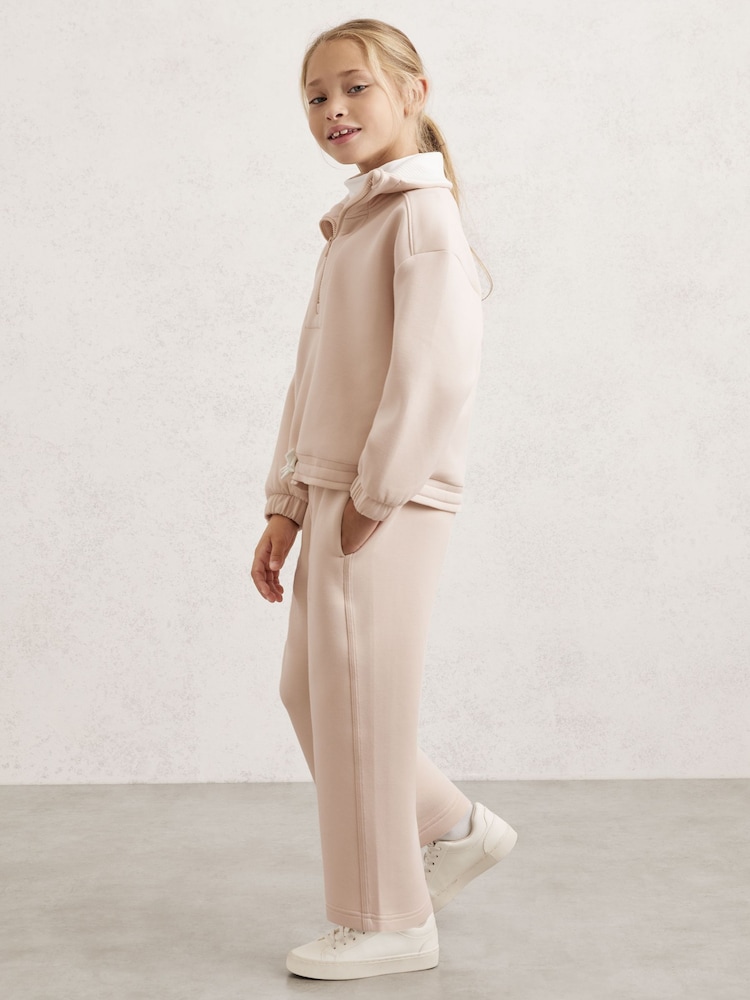 Reiss Neutral Laney Wide-Leg Interlock Drawstring Joggers - Image 1 of 4
