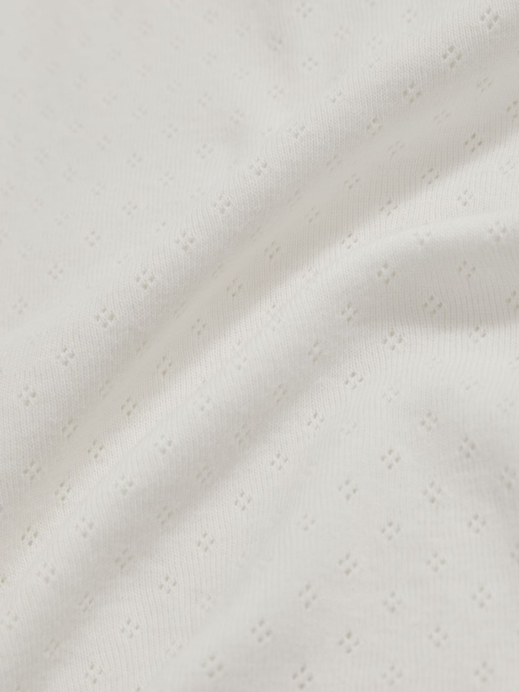 Reiss White Poppy Cotton Pointelle Long-Sleeve Top - Image 4 of 4