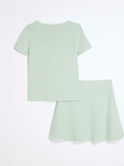 River Island Green Girls Knit Bow Skirt Set - Image 2 of 5