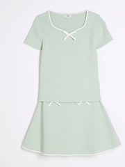 River Island Green Girls Knit Bow Skirt Set - Image 3 of 5