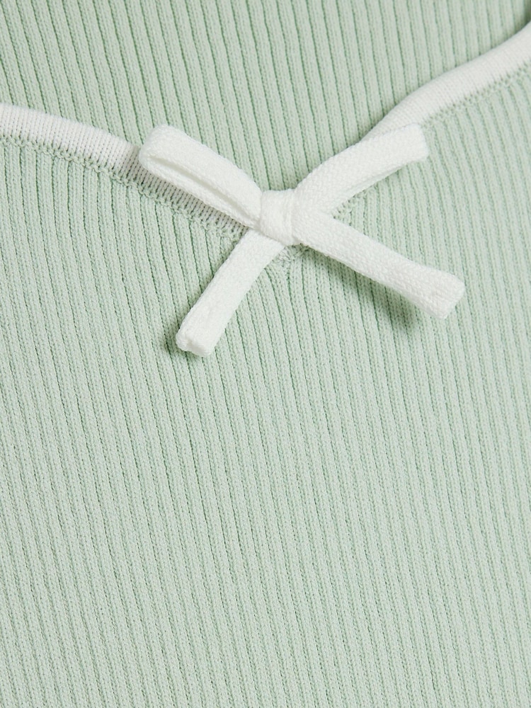 River Island Green Girls Knit Bow Skirt Set - Image 5 of 5 River Island Green Girls Knit Bow Skirt Set - Image 5 of 5