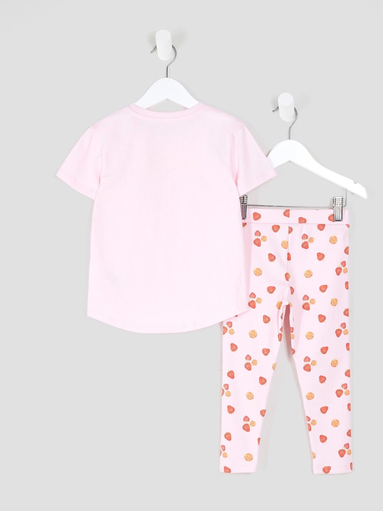 River Island Pink Girls Print Leggings Set - Image 2 of 5