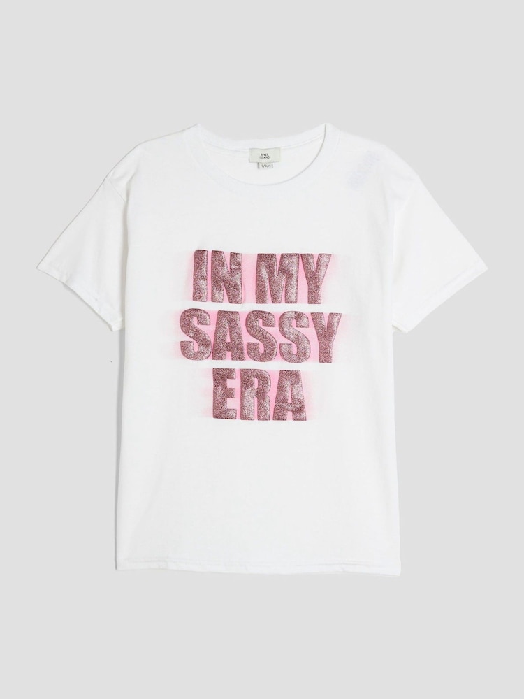 River Island White Girls In My Sassy Era T-Shirt - Image 1 of 4