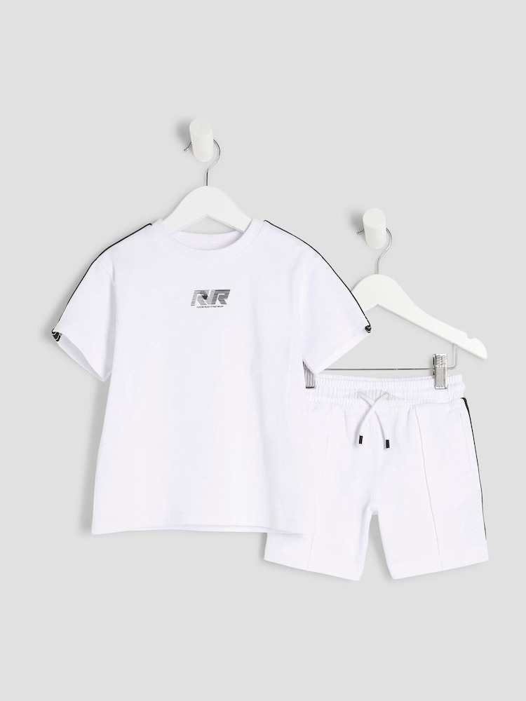 River Island White Boys Taped T-Shirt Set - Image 1 of 5 River Island White Boys Taped T-Shirt Set - Image 1 of 5