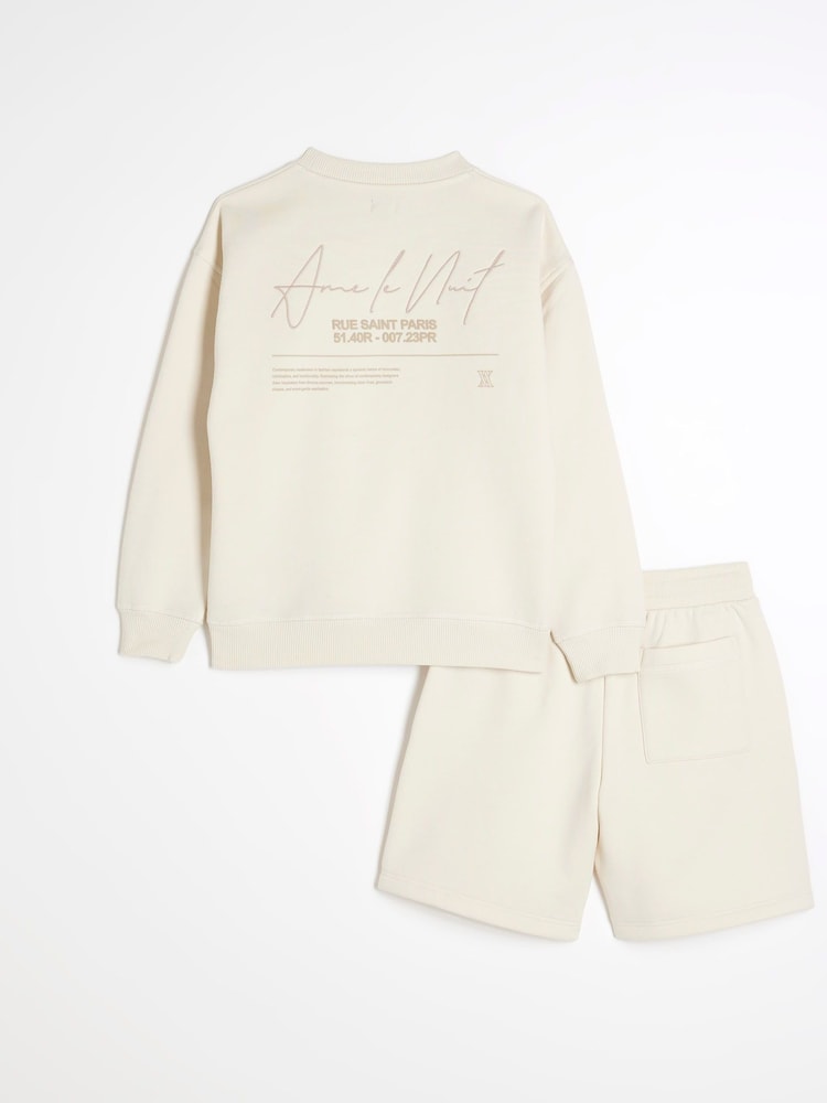 River Island Boys Ame Le Nuit Crew Sweat Top & short Set - Imagen 2 de 5