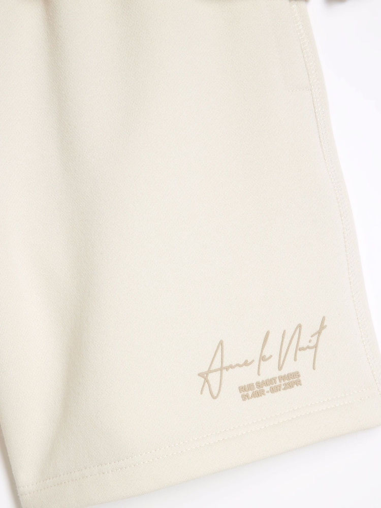 River Island Cream Boys Ame Le Nuit Crew Sweat Top & short Set - Image 5 of 5 River Island Cream Boys Ame Le Nuit Crew Sweat Top & short Set - Image 5 of 5
