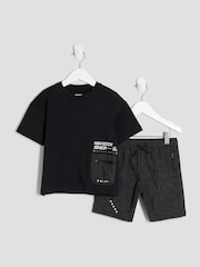 River Island Black Boys Mesh Pocket T-Shirt Set - Image 1 of 5