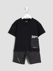 River Island Black Boys Mesh Pocket T-Shirt Set - Image 3 of 5