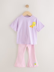 Lilac Purple Tweety Short Sleeve T-Shirt and Flare Set (3mths-7yrs) - Image 5 of 9