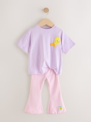 Lilac Purple Tweety Short Sleeve T-Shirt and Flare Set (3mths-7yrs) - Image 6 of 9