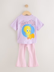 Lilac Purple Tweety Short Sleeve T-Shirt and Flare Set (3mths-7yrs) - Image 7 of 9