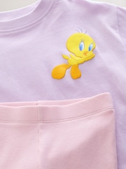Lilac Purple Tweety Short Sleeve T-Shirt and Flare Set (3mths-7yrs) - Image 8 of 9