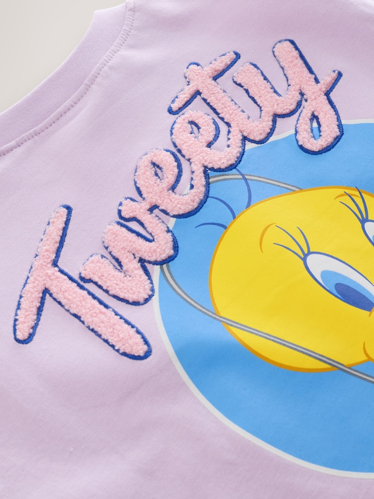 Lilac Purple Tweety Short Sleeve T-Shirt and Flare Set (3mths-7yrs) - Image 9 of 9