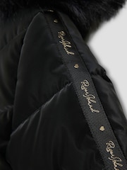 River Island Black Girls Skirt Padded Coat - Image 3 of 4