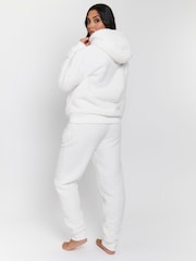 Loungeable Cream Borg Hoodie & Joggers Lounge Set - Image 5 of 5
