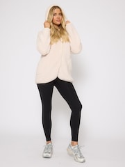 Loungeable Cream Borg Button Lounge Hooded Cardigan - Image 5 of 5