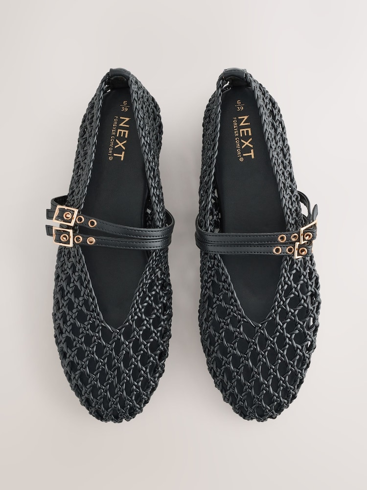 Black Forever Comfort® Round Toe Weave Double Mary Jane Shoes - Image 1 of 5 Black Forever Comfort® Round Toe Weave Double Mary Jane Shoes - Image 1 of 5