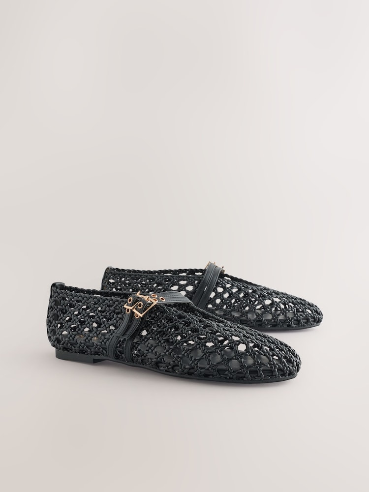 Black Forever Comfort® Round Toe Weave Double Mary Jane Shoes - Image 2 of 5 Black Forever Comfort® Round Toe Weave Double Mary Jane Shoes - Image 2 of 5