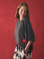 Rockett St George Harlequin Kurzarm-Pyjama aus besticktem Jersey - Bild 3 von 9