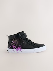 Black Minecraft Touch Fastening Elastic Lace Hi Top Trainers - Image 2 of 5