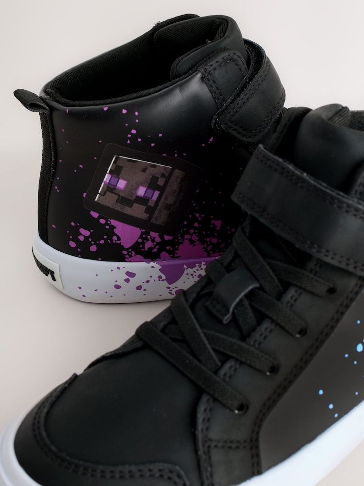 Black Minecraft Touch Fastening Elastic Lace Hi Top Trainers - Image 5 of 5 Black Minecraft Touch Fastening Elastic Lace Hi Top Trainers - Image 5 of 5