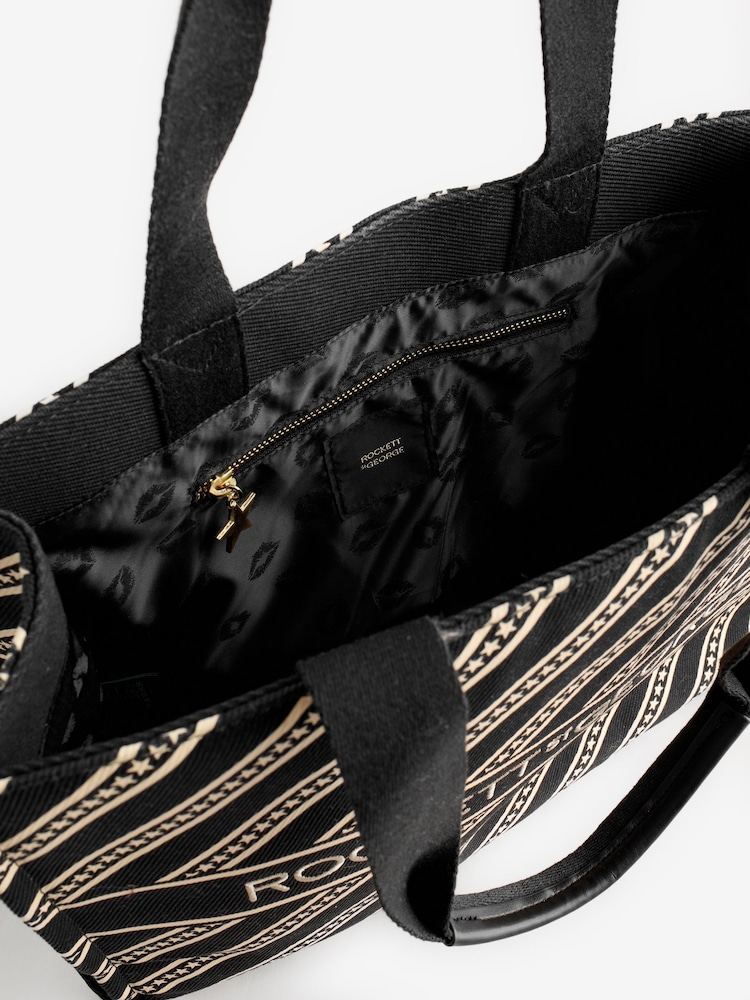 Rockett St George Black Star Stripe Canvas Shopper Tote - Image 10 of 10 Rockett St George Black Star Stripe Canvas Shopper Tote - Image 10 of 10
