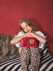 Rockett St George Red Velvet Embellished Fold Out Wash Bag - Image 2 of 8