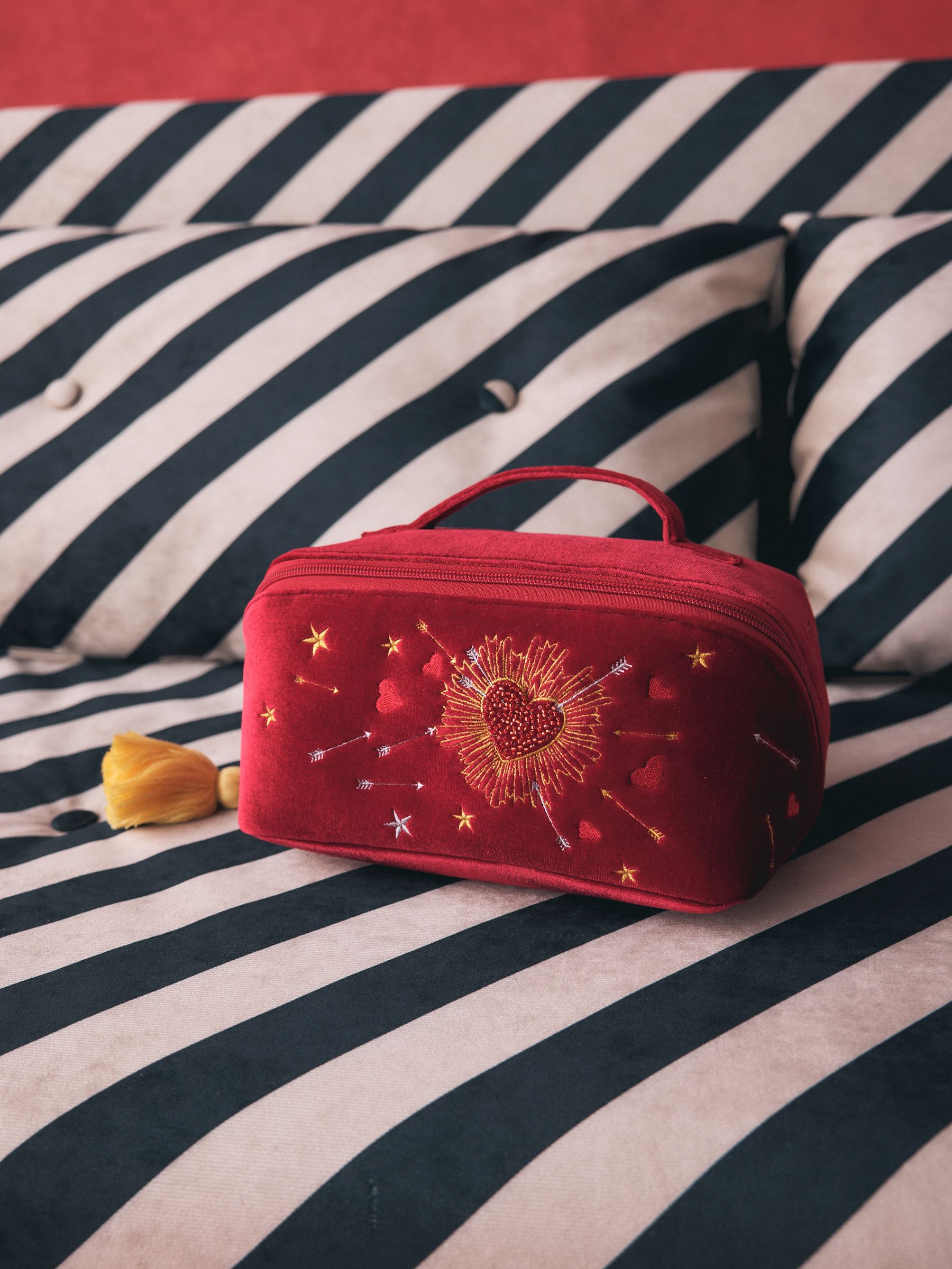 Buy Rockett St George Red Velvet Embellished Fold Out Wash Bag