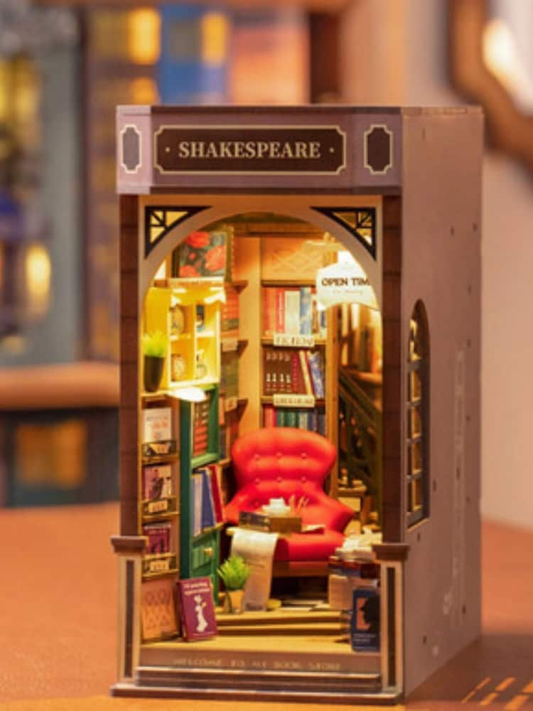 MenKind Multi Bookstore Book Nook Wooden Construction Kit - Image 1 of 9 MenKind Multi Bookstore Book Nook Wooden Construction Kit - Image 1 of 9