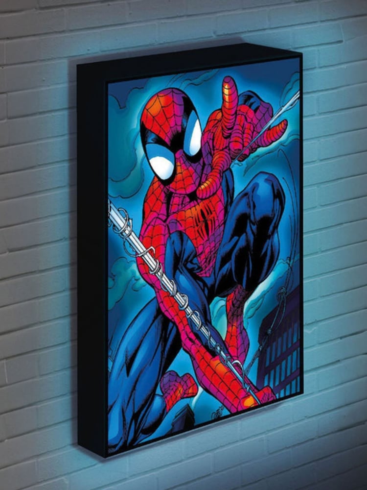 MenKind Blue Spiderman Light Up Canvas - Image 1 of 3 MenKind Blue Spiderman Light Up Canvas - Image 1 of 3