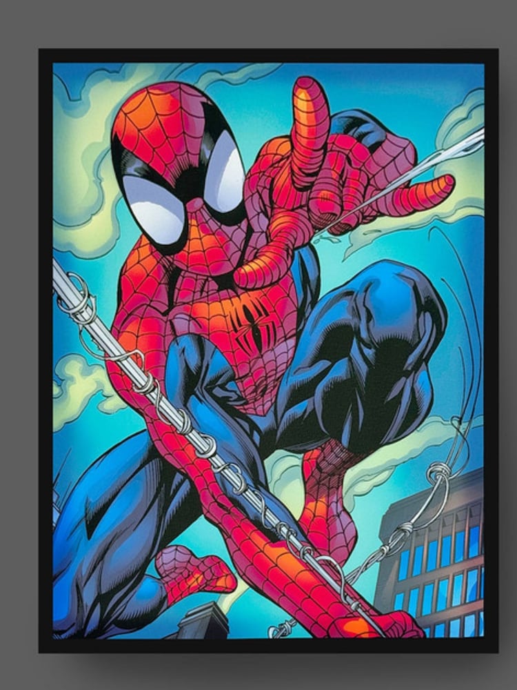 MenKind Blue Spiderman Light Up Canvas - Image 2 of 3 MenKind Blue Spiderman Light Up Canvas - Image 2 of 3