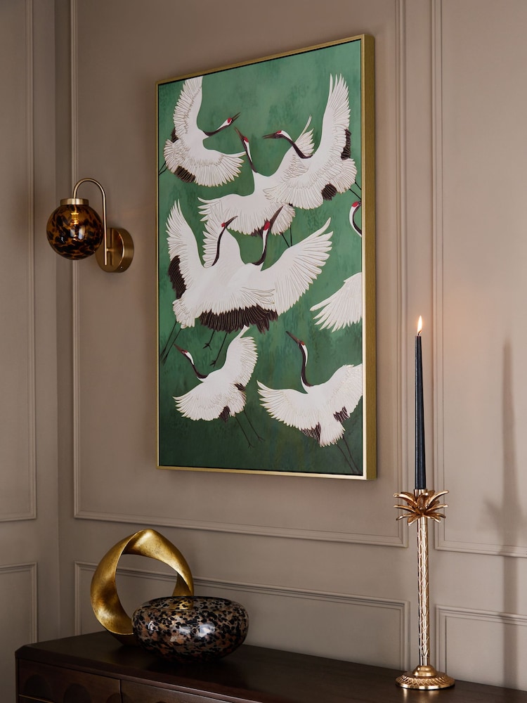 Green XL Cranes In Flight Print Framed Wall Art - Image 2 of 5