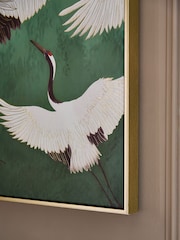Green XL Cranes In Flight Print Framed Wall Art - Image 3 of 5