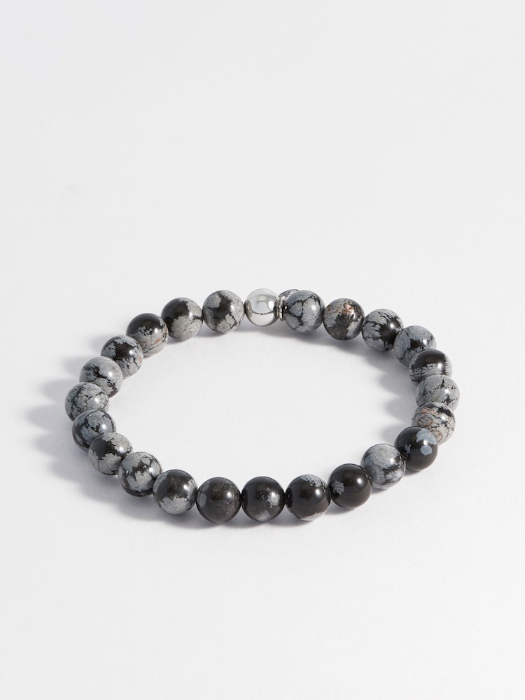 Bartlett Tone Mens Obsidian Beaded Bracelet - Image 2 of 4