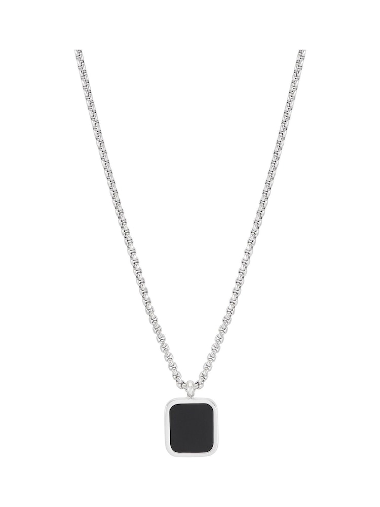 Bartlett Mens Silver Tone Square Onyx Black Pendant Necklace - Image 1 of 4 Bartlett Mens Silver Tone Square Onyx Black Pendant Necklace - Image 1 of 4