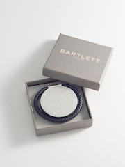 Bartlett Mens Navy Leather Single Plaited Wrap Bracelet - Image 4 of 4