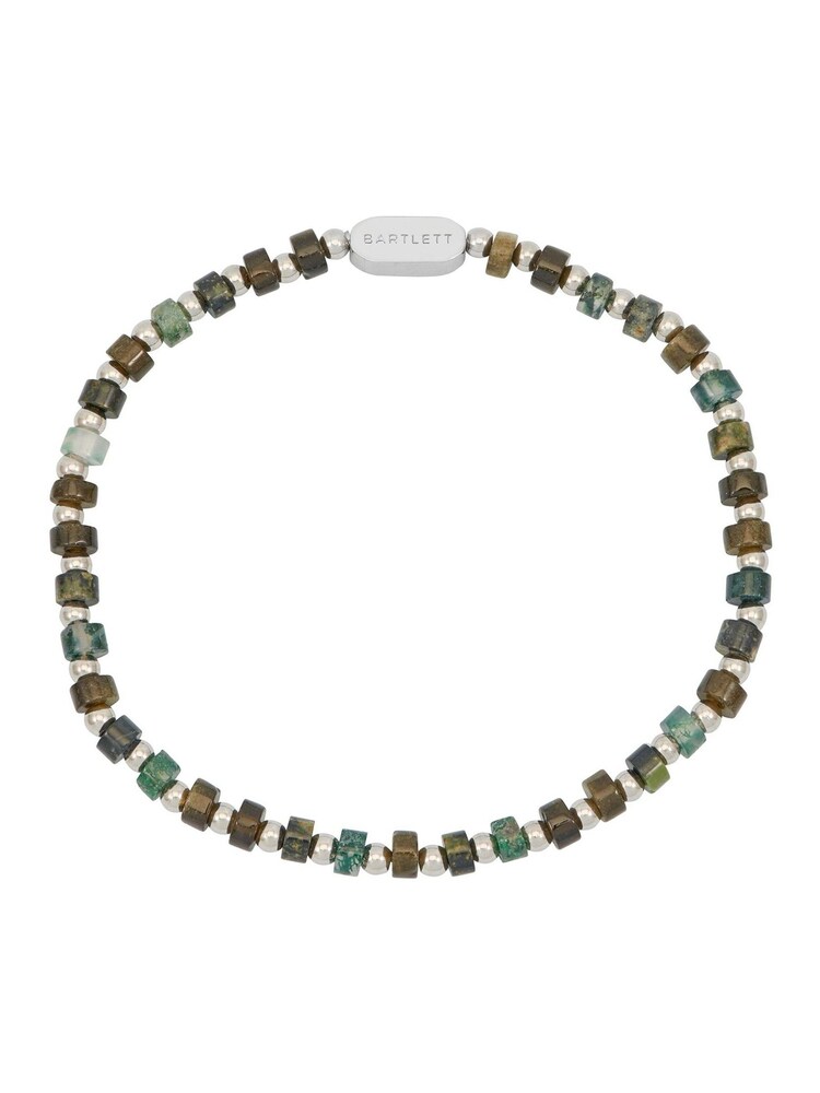 Bartlett Mens Silver Tone Mixed Green Gemstone Rondelle Bracelet - Image 1 of 4