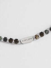 Bartlett Mens Silver Tone Mixed Green Gemstone Rondelle Bracelet - Image 3 of 4