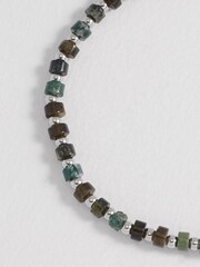 Bartlett Mens Silver Tone Mixed Green Gemstone Rondelle Bracelet - Image 4 of 4