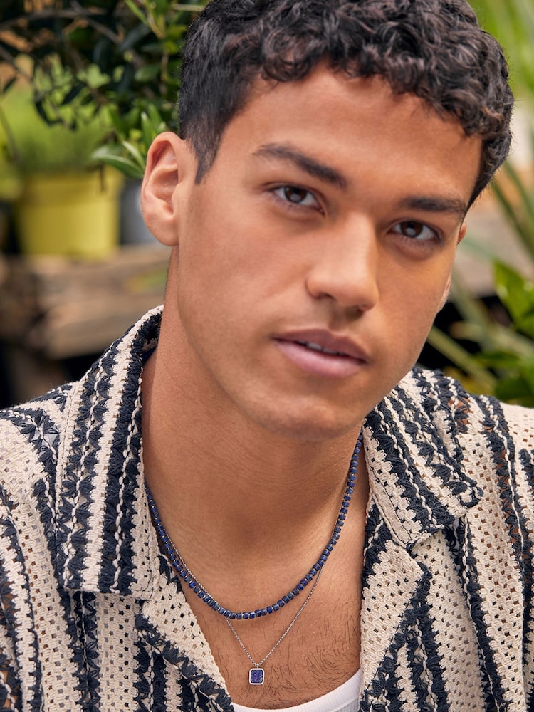 Bartlett Mens Silver Tone Square Lapis Lazuli Pendant Necklace - Image 2 of 4 Bartlett Mens Silver Tone Square Lapis Lazuli Pendant Necklace - Image 2 of 4