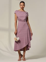 Пурпурный - Jolie Moi Asymmetric Cowl Neck Midi Dress - Изображение 1 из 6