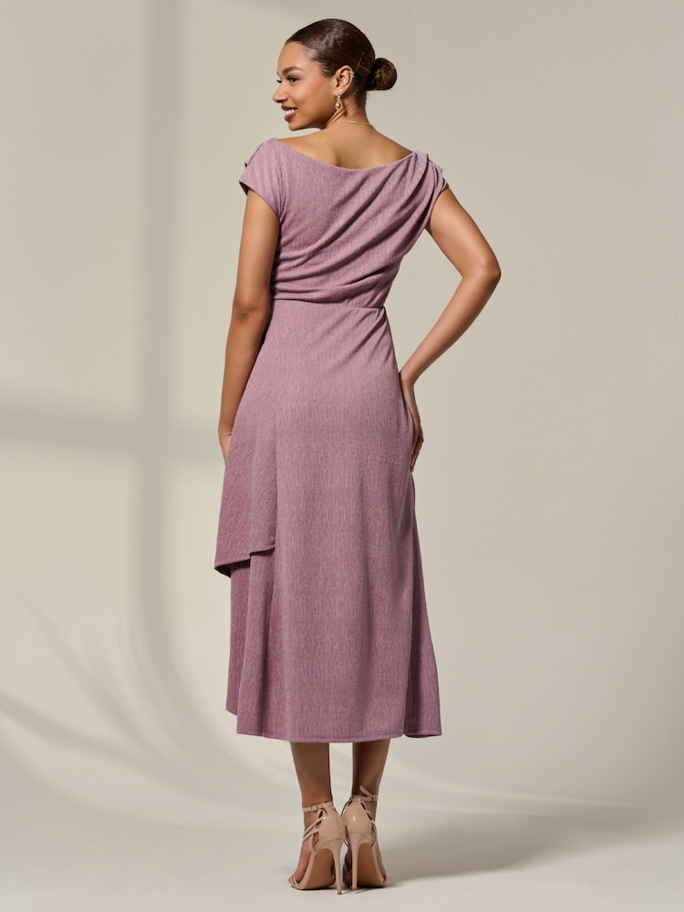 Пурпурный - Jolie Moi Asymmetric Cowl Neck Midi Dress - Изображение 2 из 6